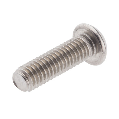 RS PRO Plain Button Stainless Steel Tamper Proof Security Screw, M6 x 20mm
