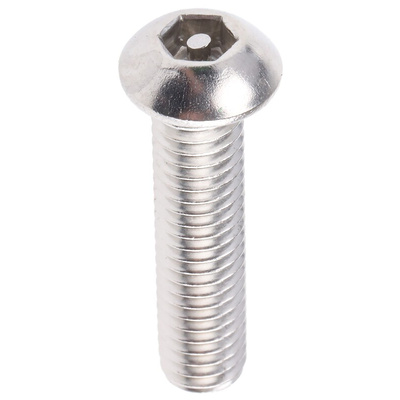 RS PRO Plain Button Stainless Steel Tamper Proof Security Screw, M6 x 25mm