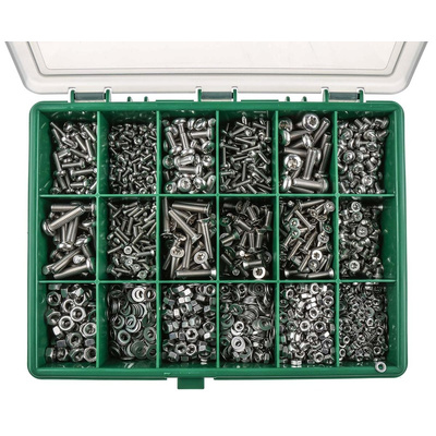 RS PRO Stainless Steel 2475 Piece Torx Drive Screw/Bolt, Nut & Washer Kit