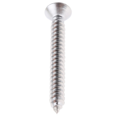 RS PRO Plain Stainless Steel Countersunk Head Self Tapping Screw, N°6 x 1.1/4in Long 32mm Long