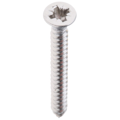 RS PRO Plain Stainless Steel Countersunk Head Self Tapping Screw, N°6 x 1.1/4in Long 32mm Long