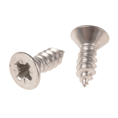 RS PRO Plain Stainless Steel Countersunk Head Self Tapping Screw, N°8 x 1/2in Long 13mm Long