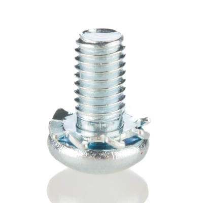 RS PRO M3 x 6 mmmm Zinc Plated Steel Pan Head Sems Screw, External Tooth Washer