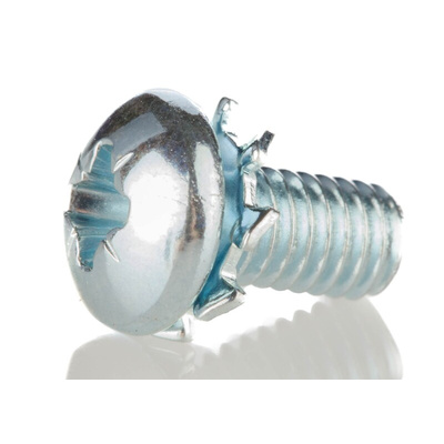 RS PRO M3 x 6 mmmm Zinc Plated Steel Pan Head Sems Screw, External Tooth Washer
