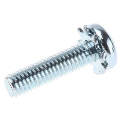 RS PRO M3 x 12 mmmm Zinc Plated Steel Pan Head Sems Screw, External Tooth Washer