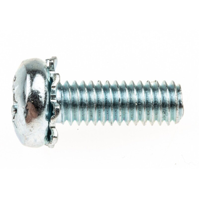 RS PRO M4 x 12 mmmm Zinc Plated Steel Pan Head Sems Screw, External Tooth Washer