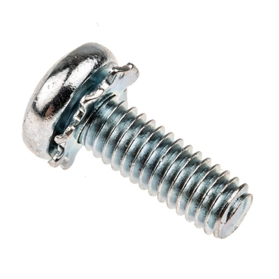 RS PRO M4 x 12 mmmm Zinc Plated Steel Pan Head Sems Screw, External Tooth Washer