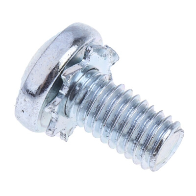 RS PRO M5 x 10 mmmm Zinc Plated Steel Pan Head Sems Screw, External Tooth Washer