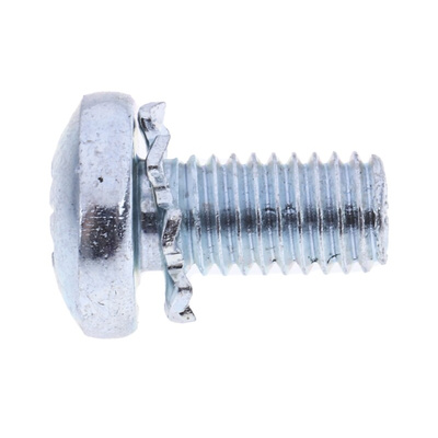 RS PRO M5 x 10 mmmm Zinc Plated Steel Pan Head Sems Screw, External Tooth Washer