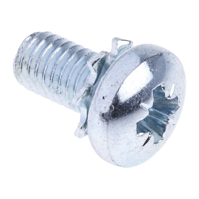 RS PRO M5 x 10 mmmm Zinc Plated Steel Pan Head Sems Screw, External Tooth Washer