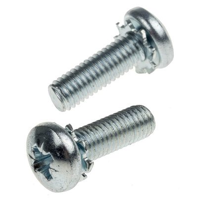 RS PRO M5 x 16 mmmm Zinc Plated Steel Pan Head Sems Screw, External Tooth Washer