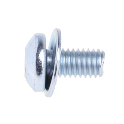 RS PRO M3 x 6 mmmm Zinc Plated Steel Pan Head Sems Screw, Plain Washer