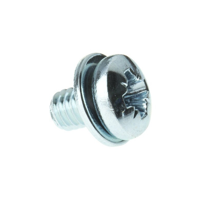 RS PRO M4 x 6 mmmm Zinc Plated Steel Pan Head Sems Screw, Plain Washer