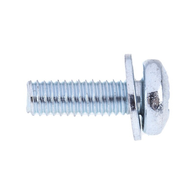 RS PRO M4 x 12 mmmm Zinc Plated Steel Pan Head Sems Screw, Plain Washer