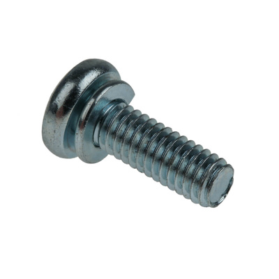 RS PRO M4 x 12 mmmm Zinc Plated Steel Pan Head Sems Screw, Spring Washer