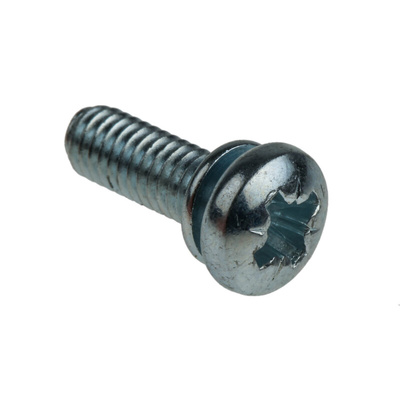 RS PRO M4 x 12 mmmm Zinc Plated Steel Pan Head Sems Screw, Spring Washer
