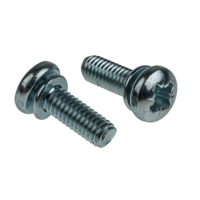 RS PRO M4 x 12 mmmm Zinc Plated Steel Pan Head Sems Screw, Spring Washer