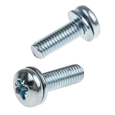 RS PRO M5 x 16 mmmm Zinc Plated Steel Pan Head Sems Screw, Spring Washer