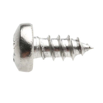 RS PRO Plain Stainless Steel Pan Head Self Tapping Screw, N°N°4 x 1/4in Long 6.5mm Long