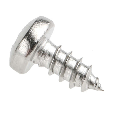 RS PRO Plain Stainless Steel Pan Head Self Tapping Screw, N°N°4 x 1/4in Long 6.5mm Long