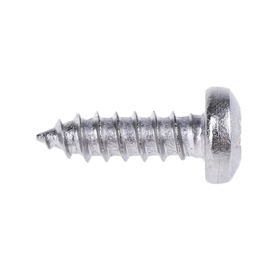 RS PRO Plain Stainless Steel Pan Head Self Tapping Screw, N°4 x 3/8in Long 9.5mm Long
