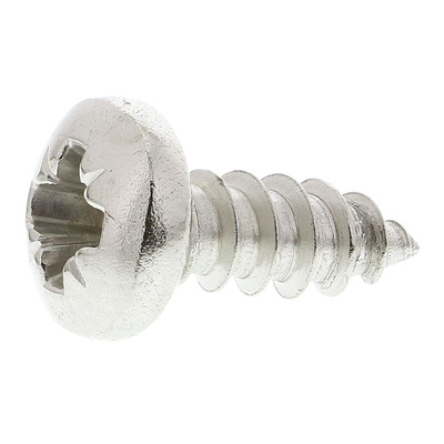 RS PRO Plain Stainless Steel Pan Head Self Tapping Screw, N°6 x 3/8in Long 9.5mm Long