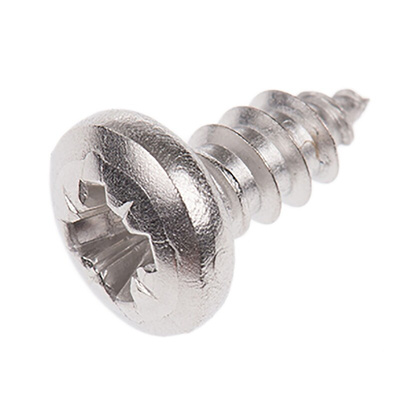 RS PRO Plain Stainless Steel Pan Head Self Tapping Screw, N°8 x 3/8in Long 9.5mm Long