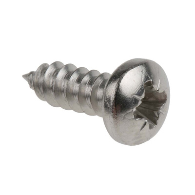 RS PRO Plain Stainless Steel Pan Head Self Tapping Screw, N°8 x 1/2in Long 13mm Long