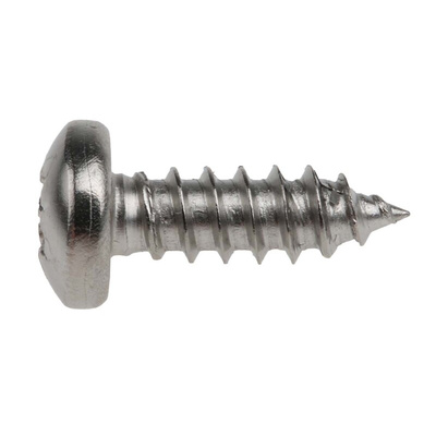 RS PRO Plain Stainless Steel Pan Head Self Tapping Screw, N°8 x 1/2in Long 13mm Long