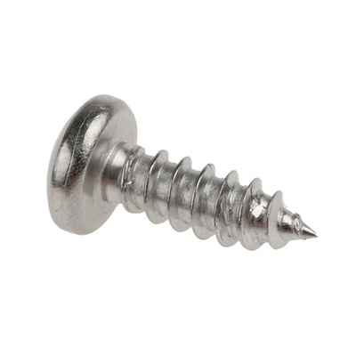 RS PRO Plain Stainless Steel Pan Head Self Tapping Screw, N°8 x 1/2in Long 13mm Long