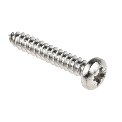 RS PRO Plain Stainless Steel Pan Head Self Tapping Screw, N°8 x 1in Long 25mm Long