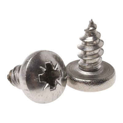 RS PRO Plain Stainless Steel Pan Head Self Tapping Screw, N°10 x 3/8in Long 9.5mm Long