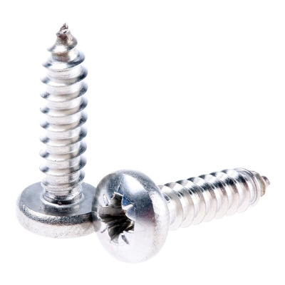 RS PRO Plain Stainless Steel Pan Head Self Tapping Screw, N°10 x 3/4in Long 19mm Long