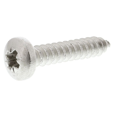RS PRO Plain Stainless Steel Pan Head Self Tapping Screw, N°10 x 1in Long 25mm Long