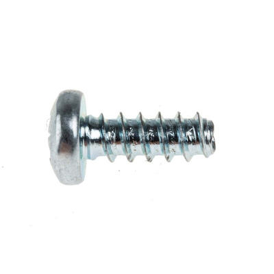 RS PRO Bright Zinc Plated, Clear Passivated Steel Pan Head Thread Forming Screw, N°6 x 9mm Long