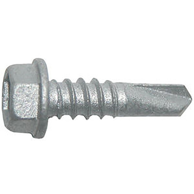 RS PRO Zinc Plated Steel Self Drilling Screw x 14 X 5 Unslotted Hex Washer Teks 3in Long