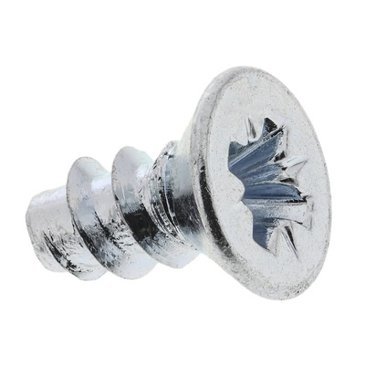 RS PRO Bright Zinc Plated, Clear Passivated Steel Countersunk Head Thread Forming Screw, N°4 x 6mm Long