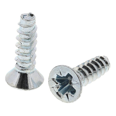 RS PRO Bright Zinc Plated, Clear Passivated Steel Countersunk Head Thread Forming Screw, N°6 x 13mm Long