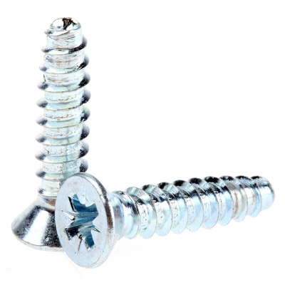 RS PRO Bright Zinc Plated, Clear Passivated Steel Countersunk Head Thread Forming Screw, N°8 x 19mm Long