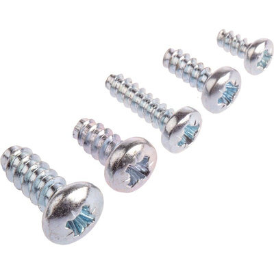 RS PRO Bright Zinc Plated, Clear Passivated Steel Pan Head Thread Forming Screw, No.4, No.6, No.8, No.10 x
