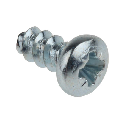 RS PRO Bright Zinc Plated, Clear Passivated Steel Pan Head Thread Forming Screw, N°4 x 6mm Long