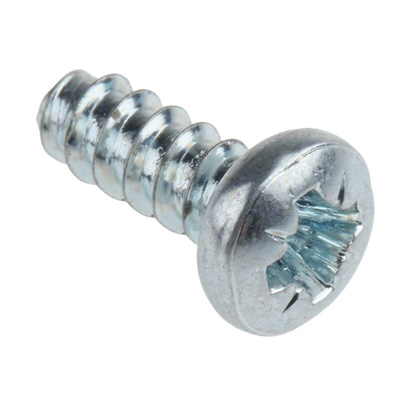 RS PRO Bright Zinc Plated, Clear Passivated Steel Pan Head Thread Forming Screw, N°6 x 9mm Long