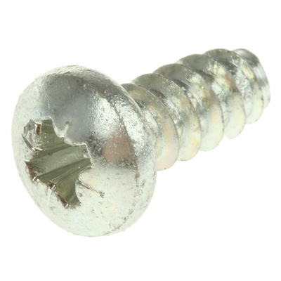 RS PRO Bright Zinc Plated, Clear Passivated Steel Pan Head Thread Forming Screw, N°10 x 13mm Long