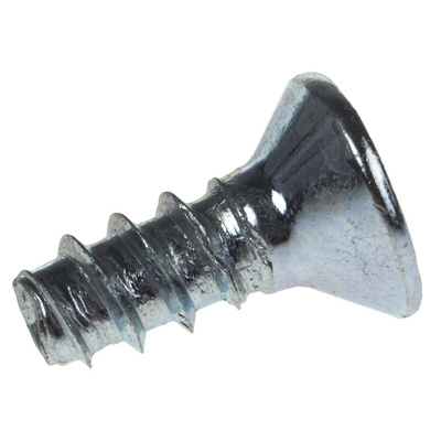 RS PRO Bright Zinc Plated, Clear Passivated Steel Countersunk Head Thread Forming Screw, N°6 x 9mm Long