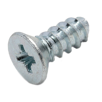 RS PRO Bright Zinc Plated, Clear Passivated Steel Countersunk Head Thread Forming Screw, N°10 x 1/2in Long