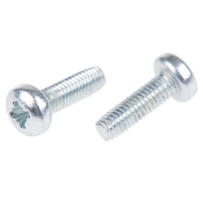 RS PRO Bright Zinc Plated, Clear Passivated Steel Pan Head Thread Forming Screw, M3 x 10mm Long