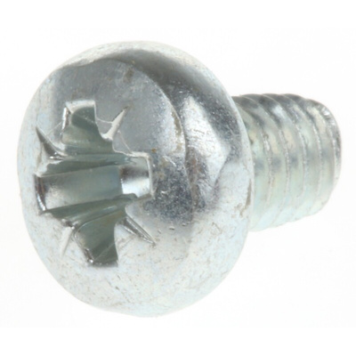 RS PRO Bright Zinc Plated, Clear Passivated Steel Pan Head Thread Forming Screw, M4 x 6mm Long