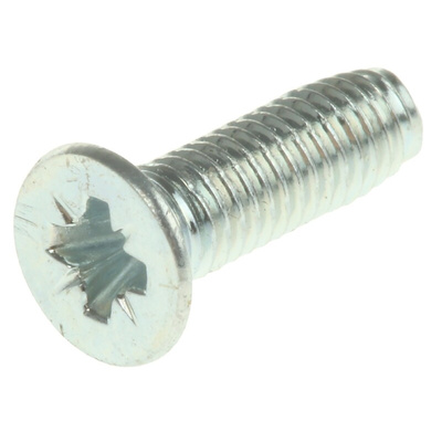 RS PRO Bright Zinc Plated, Clear Passivated Steel Countersunk Head Thread Forming Screw, M3 x 10mm Long