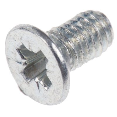 RS PRO Bright Zinc Plated, Clear Passivated Steel Countersunk Head Thread Forming Screw, M4 x 8mm Long