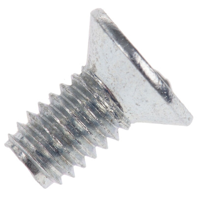 RS PRO Bright Zinc Plated, Clear Passivated Steel Countersunk Head Thread Forming Screw, M4 x 8mm Long